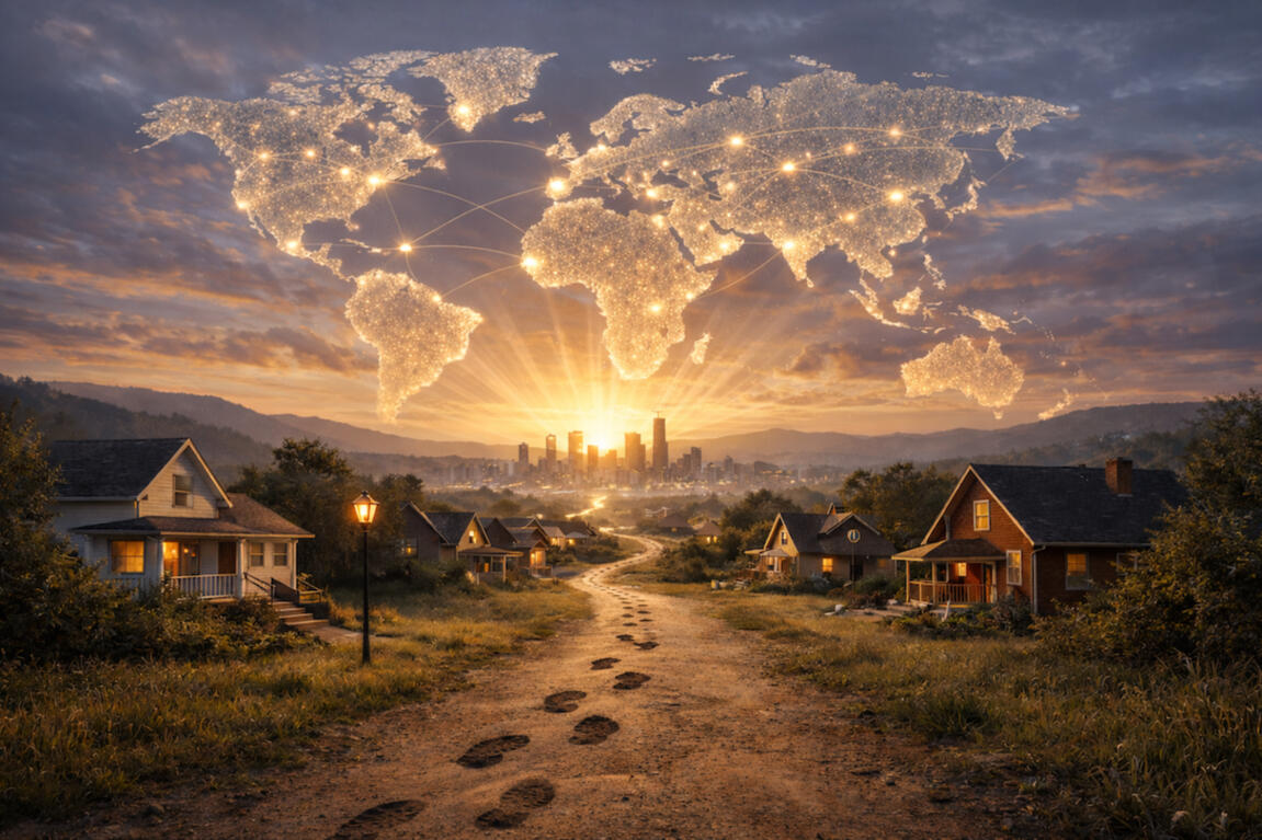 Christian Evangelism – Sharing the Gospel From Hosue to House Footsteps representing house-to-house evangelism spreading the Gospel of Jesus Christ around the world from Tigaro house