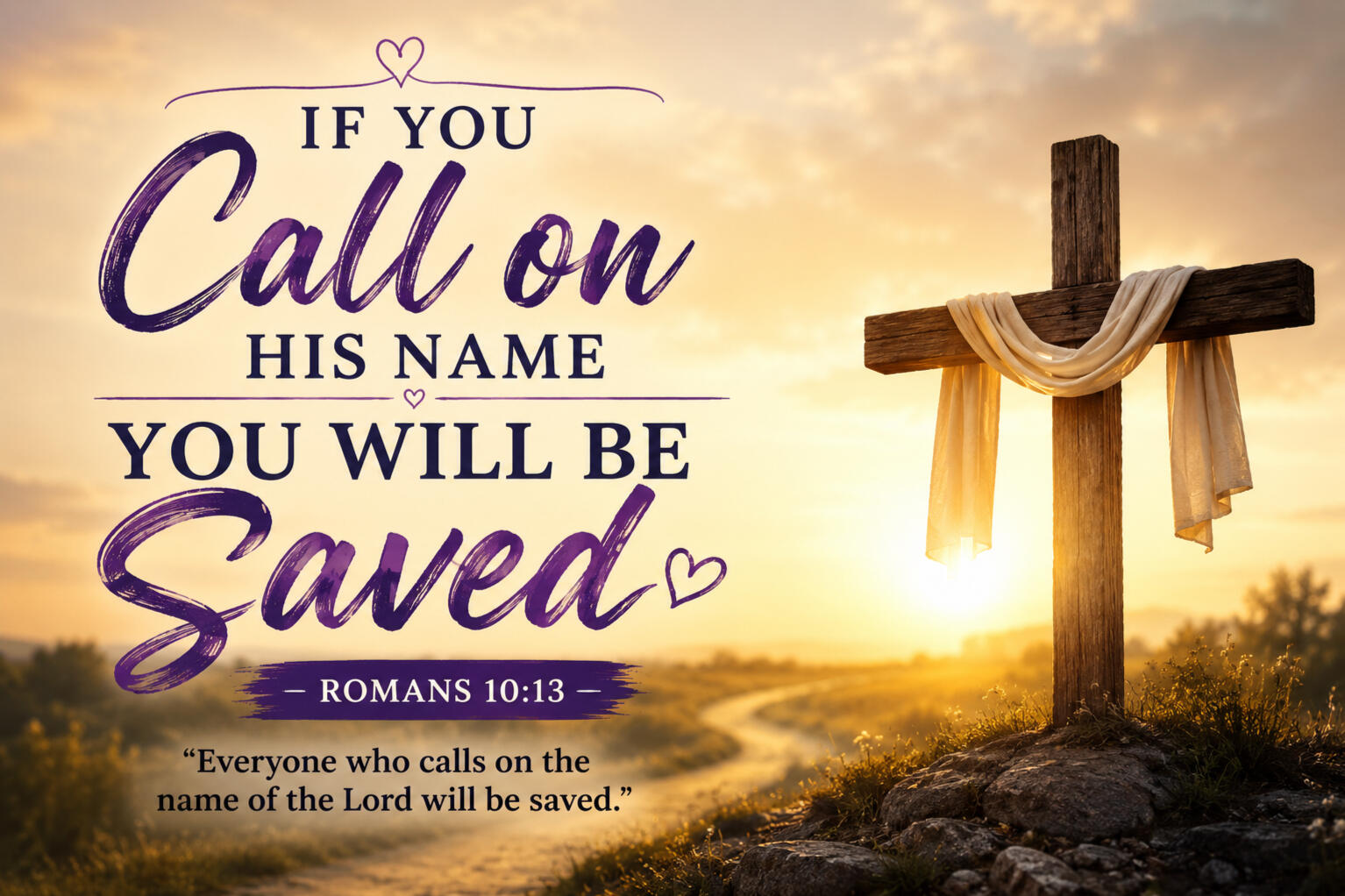 Jesus-knocking-at-the-door-salvation-revelation-3-20-tigarohouse.jpg Romans 10:13 Scripture graphic featuring a cross at sunset with the message, “Everyone who calls on the name of the Lord will be saved.”
